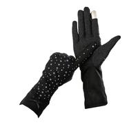 Guantes finos de algodón con estampado de ancla de puntos para mujer, longitud media, protección solar, antideslizantes, para pantalla táctil, Negro, Talla única