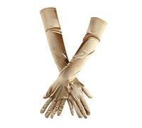 Guantes genéricos para hombre, invierno, guantes de largo, dedo, codo, ópera, novia, para mujer, danza, guantes de raso largos, 1920 (oro, una talla única)