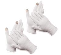 Guantes Hidratantes de Mano con Dedo Pantalla Táctil, 2 Par de Guantes Blancos Guantes Algodón Reutilizables para el Eczema Manos secas Cuidado la Joyería la Moneda Inspección (Pantalla táctil)