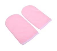 Guantes Humectantes de Parafina Rosa, 1 Par, Algodón y Poliéster | Terciopelo y Towel Cloth, Cierre Cómodo y Flexible, Uso Hot Wax Spa, para Mujer