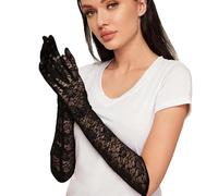 Guantes Largos De Encaje,Guantes Largos De Encaje | Guantes De Encaje Floral Para Mujer,Guantes Largos De Encaje Floral, Longitud Codo, Mangas De Brazo De Hombre, Para Fiesta De Té, Negro , Se