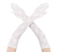 Guantes Largos De Encaje Para Mujer - Sin Dedos, De Novia, Fiesta De Te - Negro Rejilla