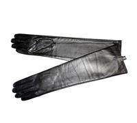 Guantes largos de piel de oveja auténtica para mujer, longitud al codo, para pantalla táctil, para invierno, con forro polar cálido, Forro polar de 48 cm, 7 12