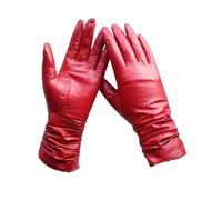 Guantes largos de piel de oveja auténtica para mujer, longitud de ópera, guantes de invierno con forro polar cálido para conducir o motocicleta, rosso, 6 12