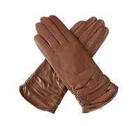 Guantes largos de piel de oveja auténtica para mujer, longitud de ópera, guantes de invierno con forro polar cálido para conducir o motocicleta, Rojo Lighttan, 7 12