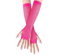 Guantes largos de rejilla, Rosado calentadores de brazos sin dedos, guantes de malla para disfraces, accesorio punk para disfraces para mujeres y niñas, suministros para fiestas nocturnas