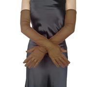 Guantes Largos de Sat para Mujer,Guantes de Dedo de era para Novia,Guantes de Baile para Fiestas,Guantes elticos para Adultos,Guantes de Halloween,Codos Transparentes,Largos para Bodas,veladas,marr