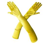 Guantes largos de satén amarillo para mujer, con funda de muñeca a juego, estilo años 20, guantes de ópera elásticos, 52 cm, para carnaval, disfraz de noche, boda, gatsby