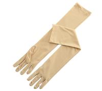Guantes largos de satén Guantes largos de ciclismo 45 cm, lisos, alta elasticidad y mate, con protección solar en varios colores para Banquete(Beige)