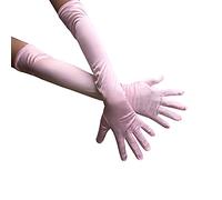 Guantes largos de satén para mujer, estilo codo, para bailes de novia, fiesta de té, iglesia, boda, W-G-1, Rosa, talla única