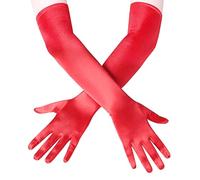 Guantes Largos de Satén Rojos para Mujer - Elegantes Guantes de Ópera para Boda, Fiestas de Disfraces, Banquete, Bailes y Carnaval
