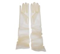 Guantes largos de tul de malla para mujer, de ópera, para fiesta, 68,5 cm, longitud al codo, transparentes, Champán, Talla única