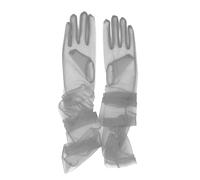 Guantes largos de tul de malla para mujer, de ópera, para fiesta, 68,5 cm, longitud al codo, transparentes, Plateado, Talla única
