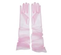 Guantes largos de tul de malla para mujer, de ópera, para fiesta, 68,5 cm, longitud al codo, transparentes, Rosa claro, Talla única