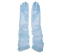 Guantes largos de tul de malla para mujer, de ópera, para fiesta, 68,5 cm, longitud al codo, transparentes, Azul claro, Talla única