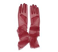 Guantes largos de tul de malla para mujer, de ópera, para fiesta, 68,5 cm, longitud al codo, transparentes, Borgoña, Talla única