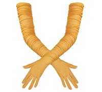 Guantes Largos, Guantes Sexis con Pliegues Elásticos Guantes Transparentes de Tul Guantes de Los Años 20 para Fiesta de Disfraces de Halloween de Navidad de Ópera (Oro)