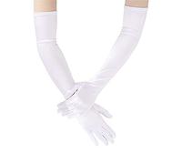 Guantes Largos para Mujer Guantes Formales de satén Boda Banquete Rendimiento Baile Guante Danza Satén para Mujer