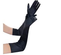 Guantes Largos para Mujer Guantes Formales de satén Boda Banquete Rendimiento Baile Guante Danza Satén para Mujer