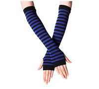 Guantes largos sin dedos punk gótico gótico de brazo largo guantes ladrón disfraz mujer, azul, Talla única