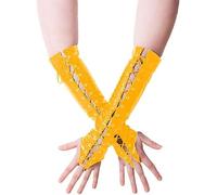 Guantes Largos Sin Dedos Unisex, Guantes De PVC Con Cordones, Aspecto Mojado, Guantes De Cuero Para Mujer, Baile En Barra, Guantes Hasta El Codo, Rojo Y Verde,Amarillo,3XL