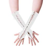 Guantes Largos Sin Dedos Unisex, Guantes De PVC Con Cordones, Aspecto Mojado, Guantes De Cuero Para Mujer, Baile En Barra, Guantes Hasta El Codo, Rojo Y Verde,Blanco,SG