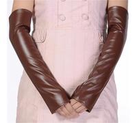 Guantes largos suaves y sólidos de PU imitación cuero 40CM for mujer, guantes sin dedos a prueba agua for espectáculo danza Multicolor para Mujer(Color6)
