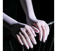 Guantes largos transparentes de nailon sin costuras para mujeres y hombres, transpirables, material de hilo de red fina, guantes elásticos para diversas actividades (blanco)