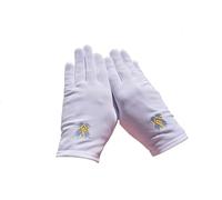 Guantes Masónico Nylon Bordados Escuadra/Compás Acacia Azul, Modelo Mixto, blanco, 9
