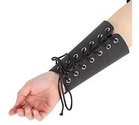 Guantes Medievales de Cuero, Brazales de Guardabrazos Negros, para Tiro con Arco, Caza, Renacimiento, Estilo Vikingo, para Mujeres y Hombres