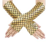 Guantes metálicos sin dedos para mujer, escamas de pescado, brillantes hasta el codo, guantes de disfraz para carnaval, bailes de máscaras, actuaciones en escenarios, ropa de baile, clubes nocturnos