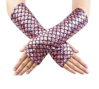 Guantes metálicos sin dedos para mujer, escamas de pescado, brillantes hasta el codo, guantes de disfraz para carnaval, bailes de máscaras, actuaciones en escenarios, ropa de baile, clubes nocturnos