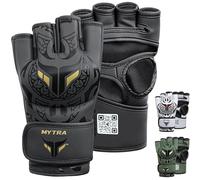 Guantes MMA Hombre y Mujer - Diseño de Palma Abierta Transpirable guantillas MMA Sparring con Soporte de Muñeca para Kickboxing, Muay Thai, Pelea en Jaula, MMA y Artes Marciales (Negro, S/M)