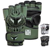 Guantes MMA Hombre y Mujer - Diseño de Palma Abierta Transpirable guantillas MMA Sparring con Soporte de Muñeca para Kickboxing, Muay Thai, Pelea en Jaula, MMA y Artes Marciales (Verde Olivo, S/M)