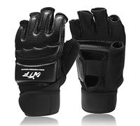 Guantes MMA, LangRay Guantes de Boxeo Kárate Taekwondo Artes Marciales para Adultos y Niños (L, Negro)