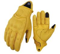 Guantes Moto Guantes de motocicleta vintage for hombre y mujer, guantes protectores de verano for motocicleta con pantalla táctil perforada, guantes de motocross amarillos Guantes Para Moto(Yellow Hol