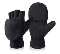 Guantes negros de otoño e invierno, guantes cálidos tipo concha, resistentes al frío y cómodos para exteriores.