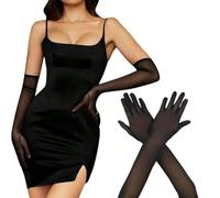 Guantes Negros, Guantes Largos De Tul Para Mujer, Boda Negra, Vestidos Los Años 20 Para Mujer, Fiesta De Ópera, Para Espectáculos, Halloween, Carnaval, Temas Fiestas