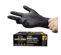 Guantes Nitrilo Extraresistentes Con Textura Negros, Diamantado y Sin Polvo Para Mecánico, Cocina, Medicina (Talla XL)