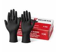 Guantes Nitrilo Würth Negros Sin Polvo - Guantes de Nitrilo Desechables Resistentes para Uso Profesional, Taller, Mecánica y Limpieza