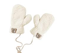 Guantes para clima frío 3D Lindos guantes de invierno de doble capa para mujer Manoplas de cuerda trenzada gruesa de felpa térmica Manoplas cálidas convertibles sin dedos negros (blanco, talla única)