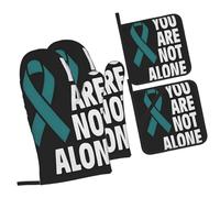 Guantes para El Horno Concientización sobre La Agresión Sexual Antideslizante Manoplas Horno Extra Gruesos Agarraderas De Cocina para Hornear Microondas Set of 4