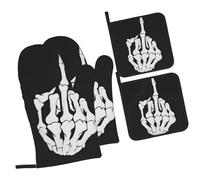Guantes para El Horno Diciendo Vete A La Mierda con El Dedo Medio Negro Extra Gruesos Guante De Cocina Grueso Seguro Agarraderas De Cocina para Parrilla La Chimenea Regalo Set of 4