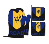 Guantes para El Horno Me Encanta Barbados Grueso Seguro Guante De Cocina Antideslizante Oven Gloves para Barbacoa La Chimenea Regalo Set of 4
