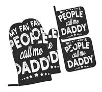 Guantes para El Horno Mis Personas Favoritas Me Llaman Papi Grueso Seguro Manoplas Horno Non-Slip Guante De Cocina para Barbacoa Parrilla Set of 4
