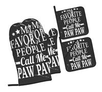 Guantes para El Horno Mis Personas Favoritas Me Llaman Paw Paw Resistente Calor Manoplas Horno Non-Slip Agarraderas De Cocina para Parrilla Barbacoa Set of 4