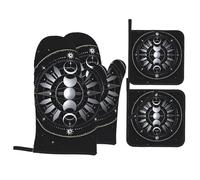 Guantes para El Horno Símbolos De La Diosa Tótem De Las Fases Lunares Antideslizante Agarraderas De Cocina Non-Slip Oven Gloves para Hornear La Chimenea Regalo Set of 4