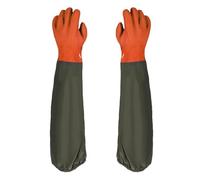 Guantes para estanque, guantes para el cuidado de estanques, guantes para chorro de arena, guantes de goma, para acuario, guantes para el cuidado de estanques, 74 cm (naranja)