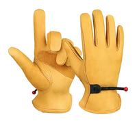 guantes para horno, 1 par de guantes cuero amarillo vaca resistentes, protectores for soldar y mecánicos, elásticos(Xl)
