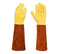 guantes para horno, 1 par de guantes resistentes for jardinería, poda rosas, manga larga a prueba espinas, soldadura y(Yellow brown,S)